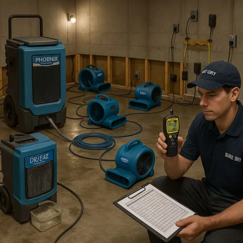 Structural Drying and Dehumidification process in Hartville, OH